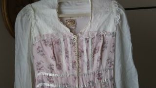 Vntg Gunne Sax Dress Jessica McClintock maxi prairie Boho Pink Floral/Lace NWOT 3