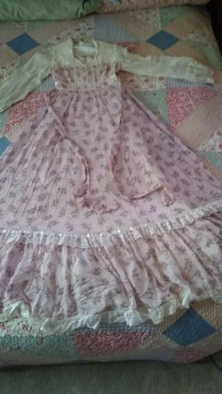 Vntg Gunne Sax Dress Jessica McClintock maxi prairie Boho Pink Floral/Lace NWOT 6