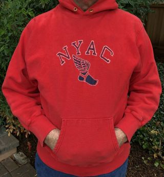 Vintage Champion York Athletic Club Reverse Weave Hooded Sweatshirt - Men’s Xl