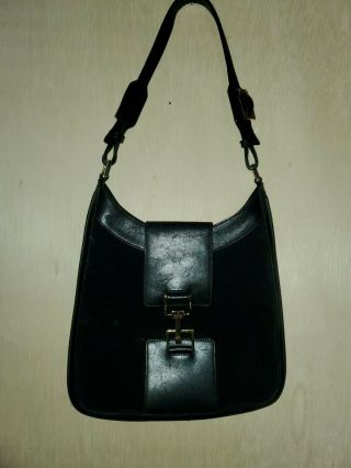 Vintage Gucci Black Leather & Suede Handbag