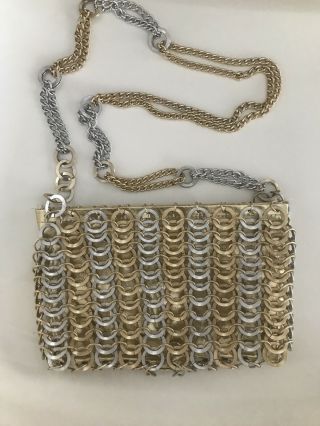 Vintage Paco Rabanne For Walborg Gold & Silver Chainmail Purse Handbag 60s