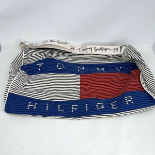 Vintage Tommy Hilfiger Red White Blue Big Flag Duffle Bag Autographed Signed