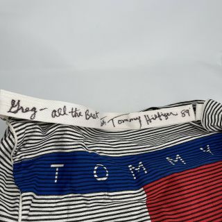 Vintage Tommy Hilfiger Red White Blue Big Flag Duffle Bag Autographed Signed 2