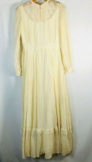 Vintage Gunne Sax Dress Wedding Lace Blue Ivory Prairie Edwardian Boho S/m