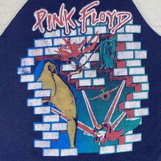 Vintage 1980 Pink Floyd The Wall Concert Tour T - Shirt 3/4 Sleeve 1979 70s Small