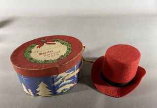 Antique Barclay Durotized Red Felt Miniature Salesman’s Sample Christmas Top Hat