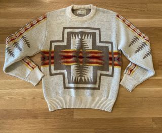 Vtg Pendleton Western Wear Wool Sweater,  Chief Joseph Design Sz Large