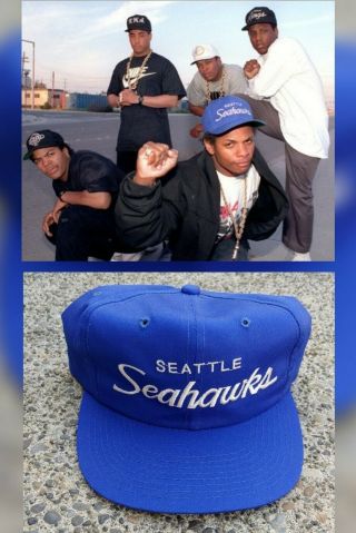 Vtg 90s Seattle Seahawks Sports Specialties Script Snapback Hat Twill Eazy E Nwa