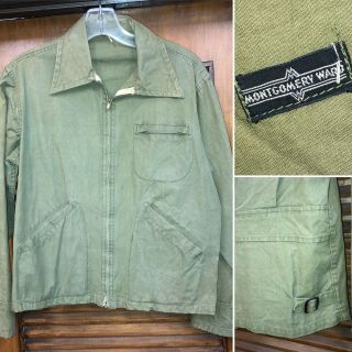 Vintage 1940’s Montgomery Ward Workwear Hunting Jacket - Backbelt & Buckles - S