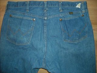 Vtg 60 70 38 X 32 Mens Regular Fit Straight Cut 11mwz Denim Wrangler Jeans