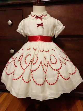Vintage Girls Christmas Embroidered Party Dress