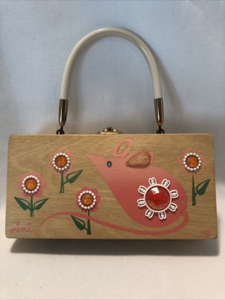 Vintage Enid Collins Box Purse “mini” - Fab Pink Mouse With Flowers