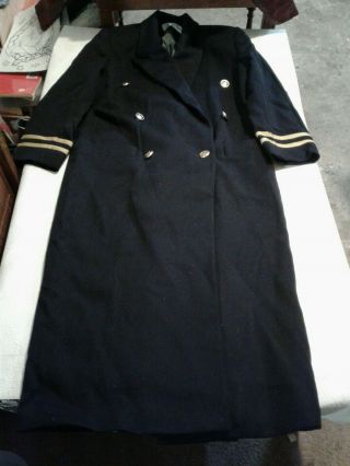 Vintage Christian Dior Blue Navy Size 4 Trench Coat Gold Buttons (h100)