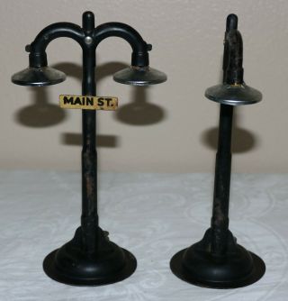 Vintage Marx Main Street Double Gooseneck & Single Street Lamp