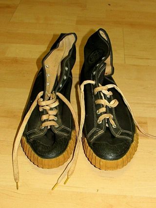 Vintage 1940s Us Keds Black Canvas Basketballl High Top Shoes Sneakers Size 11.  5