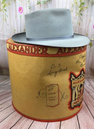 Vintage Men’s Alexander Hat Sagebrush With Hat Box Size 7 - 1/4