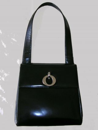 Vintage Christian Dior Black Leather Rare Early Look Era 1950 