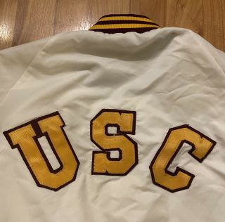 Rare Vintage 80s Usc Trojans White Satin Jacket Made In Usa Size Xl Starter
