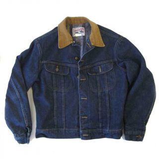 Vintage Lee Storm Rider Blanket Lined Blue Denim Jacket Size 40l Usa Made