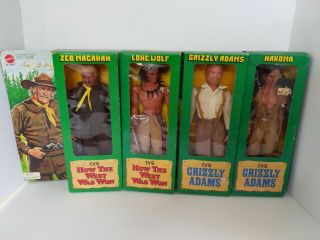 Vintage 1978 Mattel How The West Was Won And Grizzly Adams 4 Action Figures Nrb