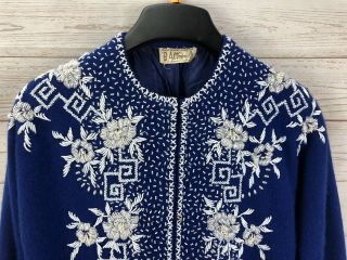 Vintage B.  Altman & Co.  Fifth Avenue Beaded Cashmere Cardigan Sweater Size S/M? 2