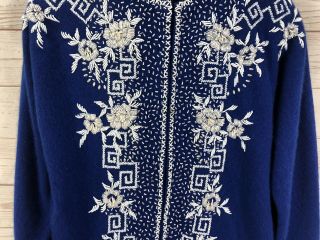 Vintage B.  Altman & Co.  Fifth Avenue Beaded Cashmere Cardigan Sweater Size S/M? 3