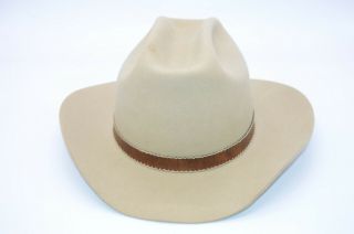 Vintage Stetson Western 4x Beaver Cowboy Hat 7 1/4 Beige Felt Xxxx Leather Band