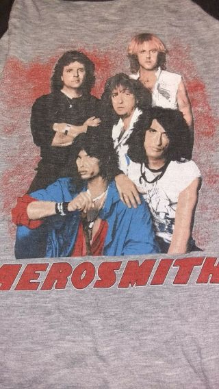 True Vtg Aerosmith Concert Tour Shirt 1984 Back In The Saddle Tour Raglan Xl