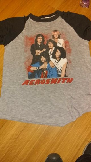 true vtg AEROSMITH concert tour shirt 1984 Back In The Saddle Tour Raglan XL 2