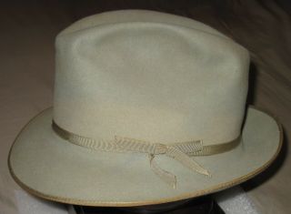 Vintage 40s - 50s Royal Stetson Stratoliner Fedora Hat Beige/gray 7 3/8 - Pre - Owned
