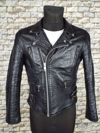British Leather Jacket S Vintage Motorcycle Lewis Lightning Style