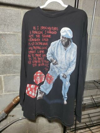 Vintage 90s Worn Out Notorious Big Biggie Smalls Black Shirt All Over Print Xxl
