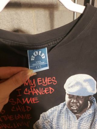 Vintage 90s Worn Out Notorious BIG Biggie Smalls Black Shirt All Over Print XXL 3