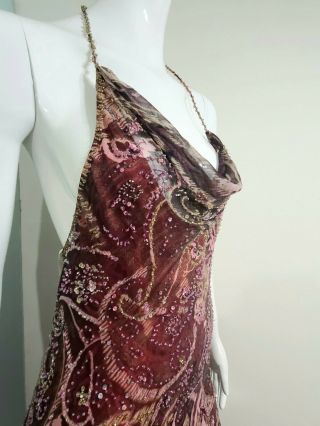 DEADSTOCK 1990s NWT $990 Vintage DIANE FREIS Beaded Mermaid Silk Gown Dress XS/S 3