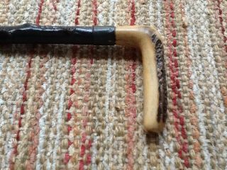 Antique Blackthorn Walking Stick W/antler Handle