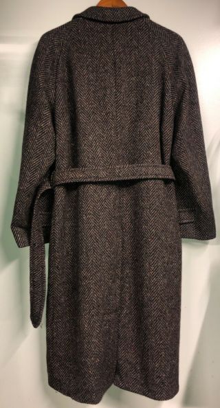 Donegal Fleck Herringbone Tweed Wool Dolman Belted Unstructured Overcoat Coat 42 3