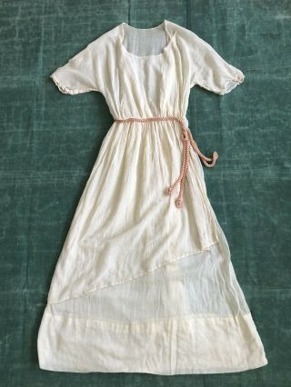 1910s Vintage Antique Edwardian Lawn Tea Dress White Cotton Lace Womenswear