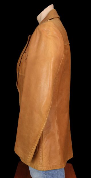 Vintage 60s 70s Tan Leather ROCK STAR JACKET Sportscoat Retro Gano - Downs Blazer 3
