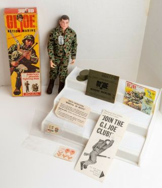 Vintage 1964 Gi Joe 12 Inch Figure Action Marine With Box & Paperwork