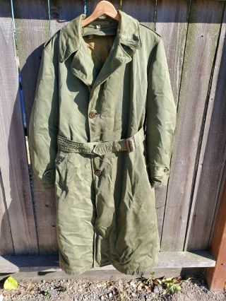 Vintage Ww2 Us Army Issue Officers Trench Coat,  Detachable Liner Size M