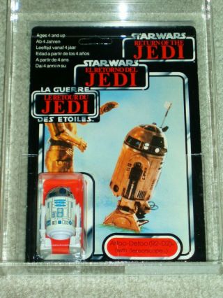 Vintage Star Wars 1983 Cas/afa 70/80/85 R2 - D2 Sensorscope Tri - Logo Moc Clr B Unp