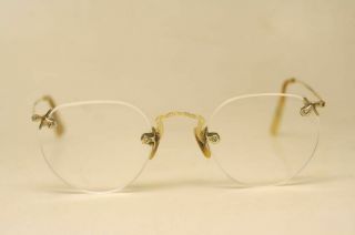 Small Vintage Eyeglass Frames Antique Rimless Gold Filled Glasses