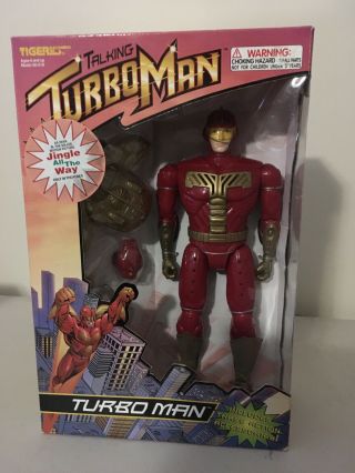 1996 Talking Turbo Man Deluxe 13.  5” Action Figure Tiger Eletronics Box