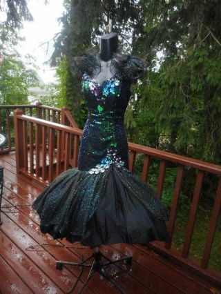 Magnificent Vintage 80s 1980s Loralie Irridescent Prom Party Dress S