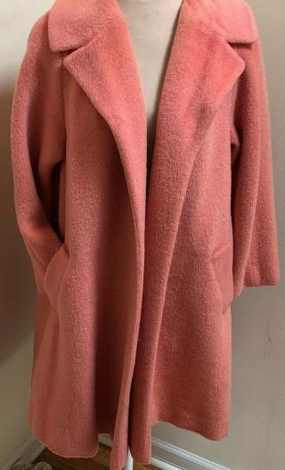 Vintage Lilli Ann Coral Pink Plush Clutch Swing Coat 44