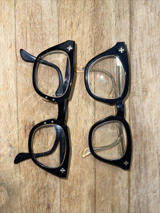 Vintage B,  L Bausch Lomb 5 3/4 Black Frame Eyeglasses 46 26 Non - Prescription