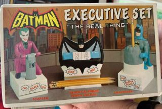 Nib Vintage Batman Executive Desk Set W Box Joker Vintage 1977 Janex