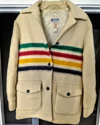Vintage Hudson Bay Co.  Wool Blanket 4 Stripes Jacket Coat Women 