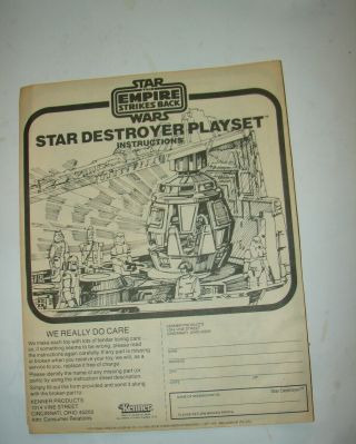 Star Wars Part Vintage Star Destroyer Playset Instructions Kenner 1980 