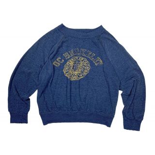 Vintage 70s 80s Paper Thin Distressed Worn Navy Blue Uc Berkeley Sweatshirt